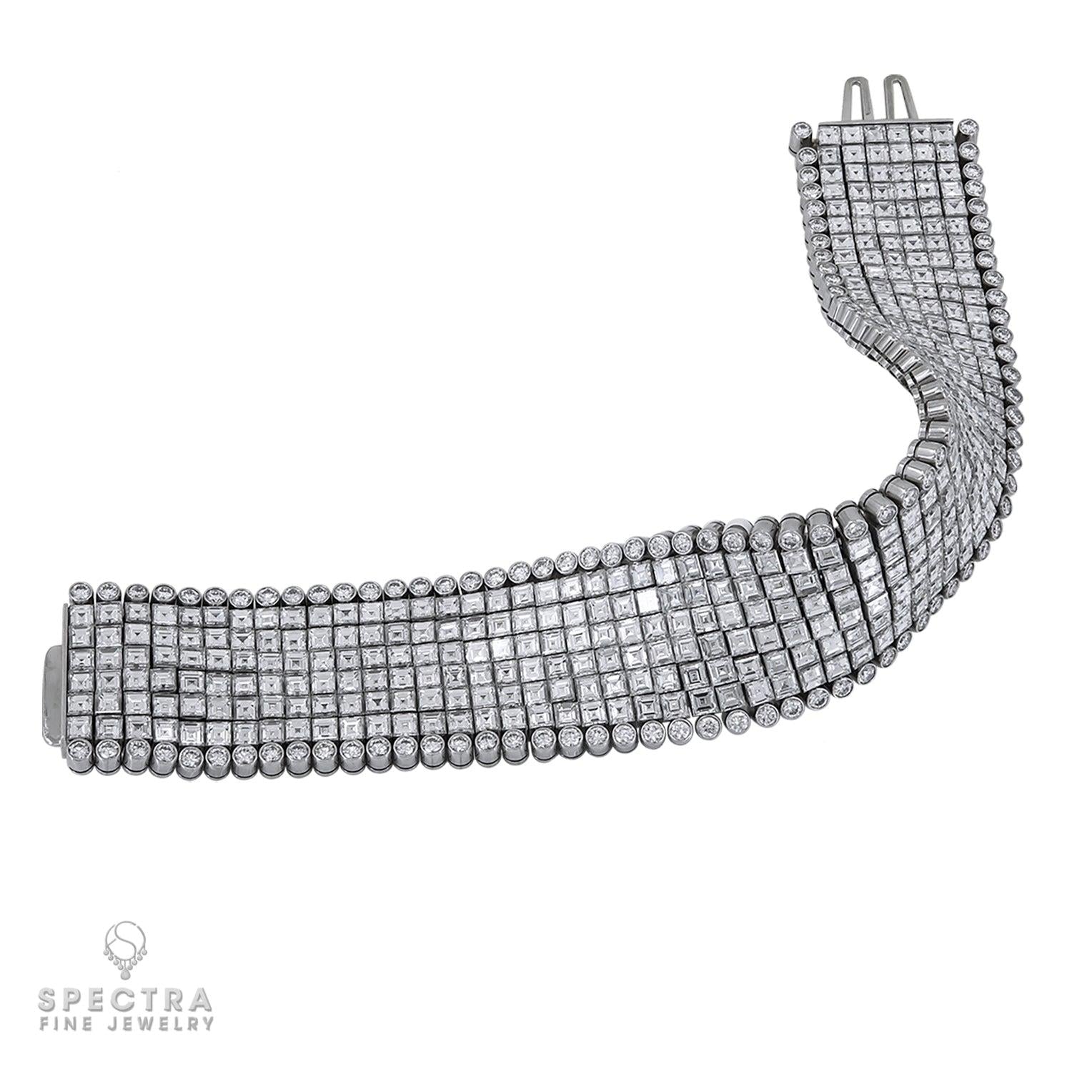 Oscar Heyman Vintage Diamond Articulated Bracelet in Platinum – Signed Jewelry