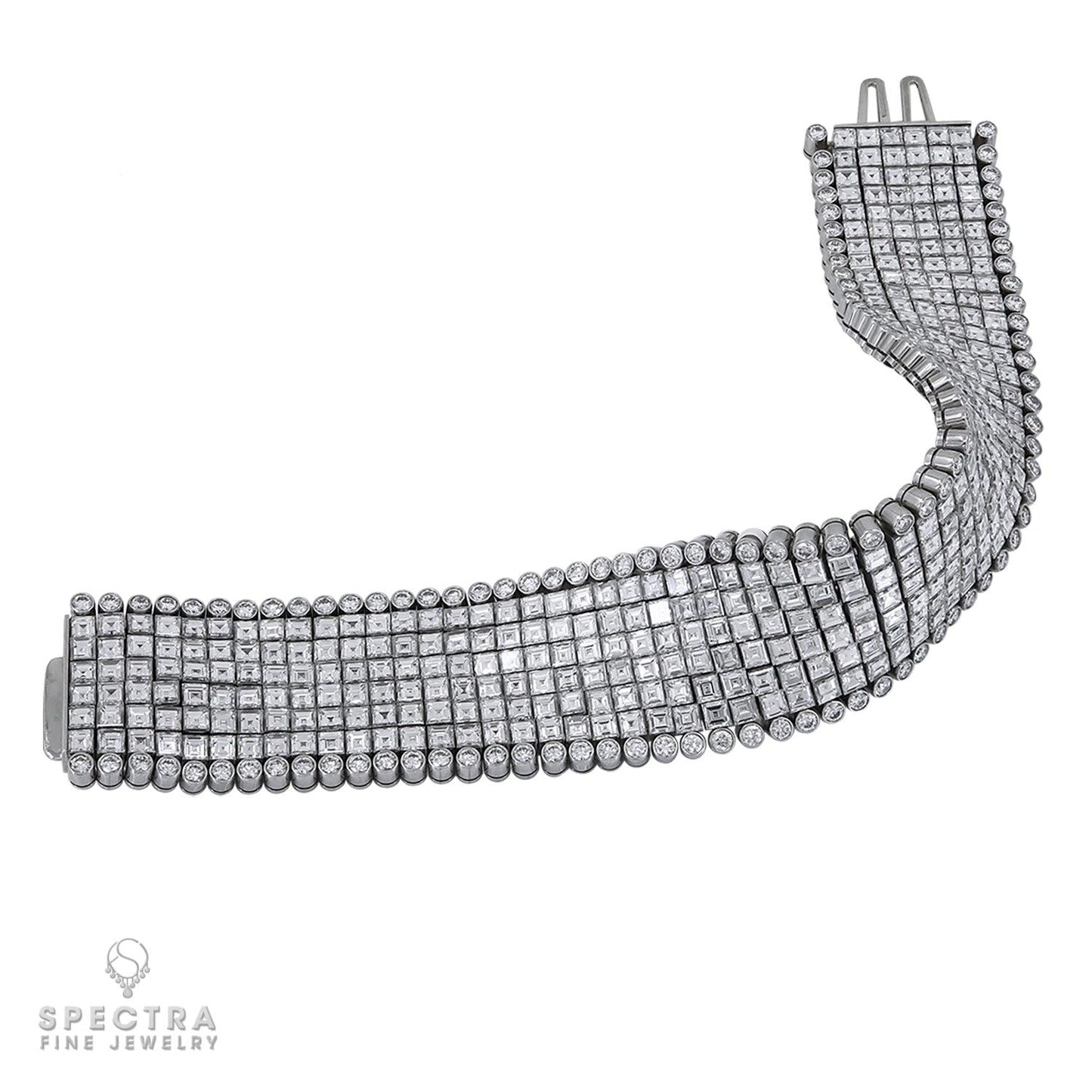 Oscar Heyman Vintage Diamond Articulated Bracelet in Platinum – Signed Jewelry