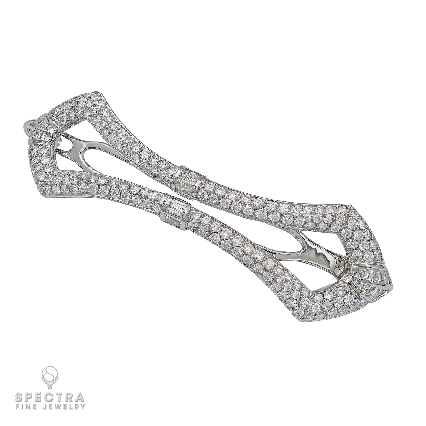 Contemporary Diamond Pave Hinged Hair Clip Barette - view 2