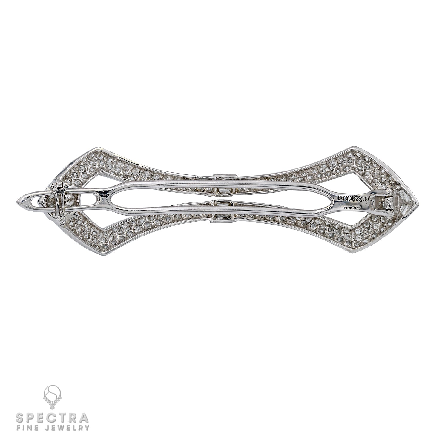 Contemporary Diamond Pave Hinged Hair Clip Barette - view 3