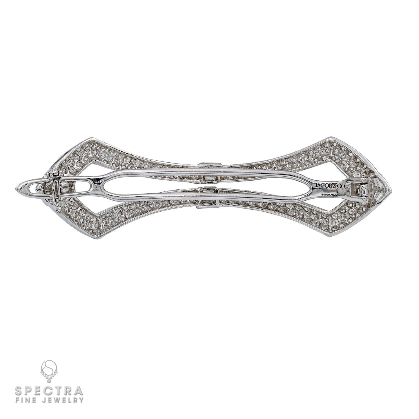Contemporary Diamond Pave Hinged Hair Clip Barette - view 3