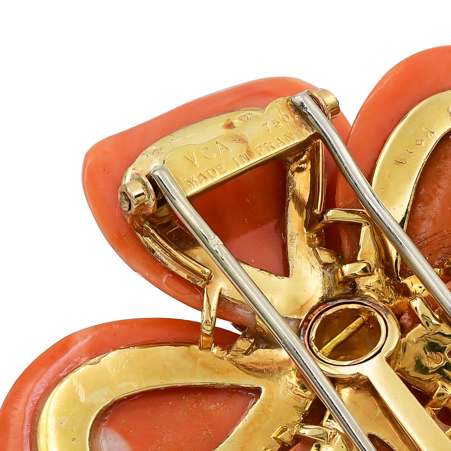 Van Cleef & Arpels Clematis Mid-Century Coral Diamond Brooch