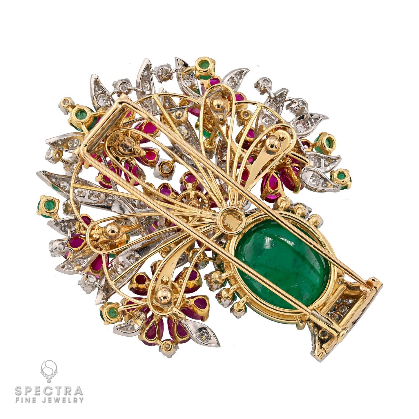 Bulgari Vintage 'Giardinetto' Brooch – 1950s Emerald, Ruby & Diamond Floral Desi