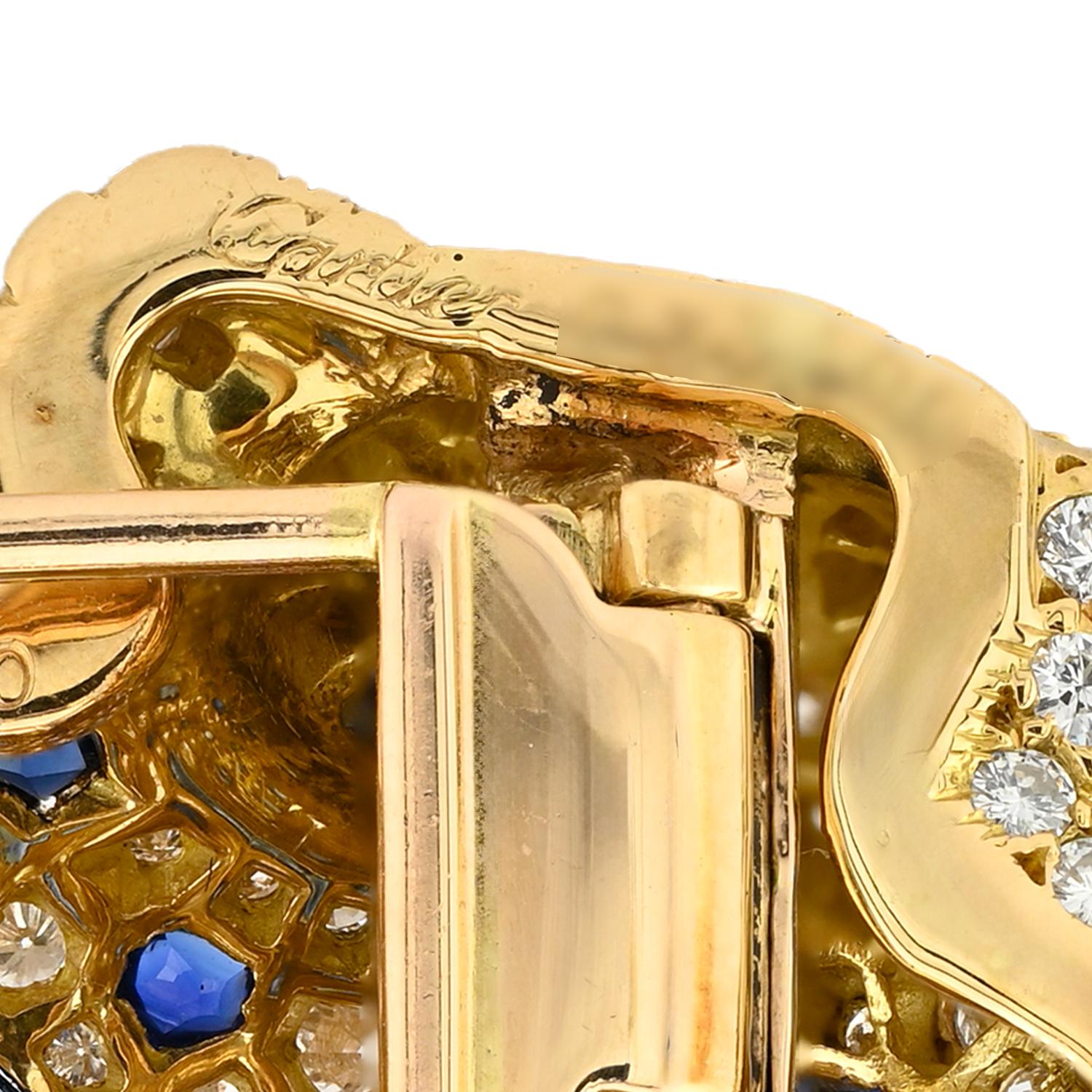 Cartier Sapphire, Emerald & Diamond Panthere Brooch | 18K Gold