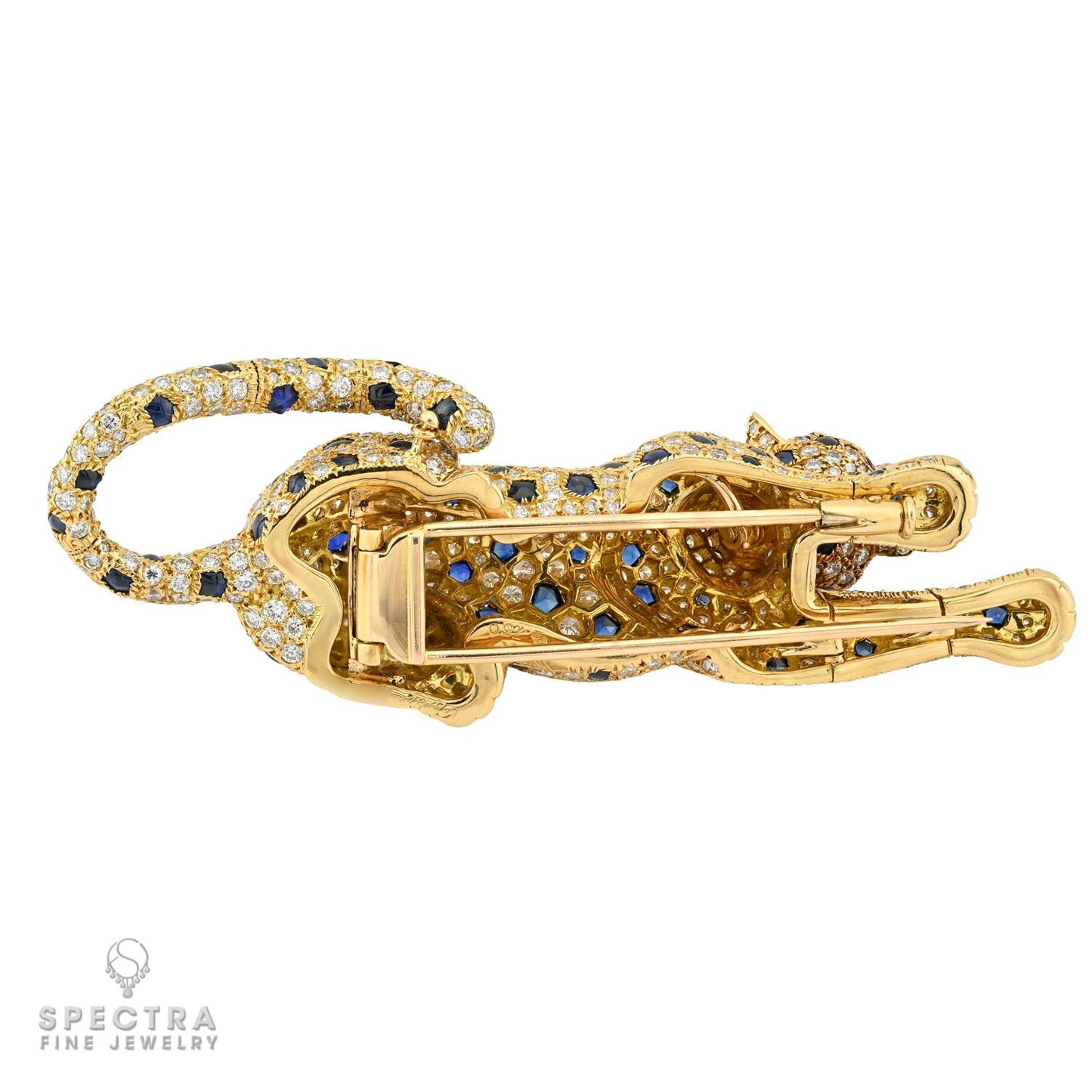 Cartier Sapphire, Emerald & Diamond Panthere Brooch | 18K Gold