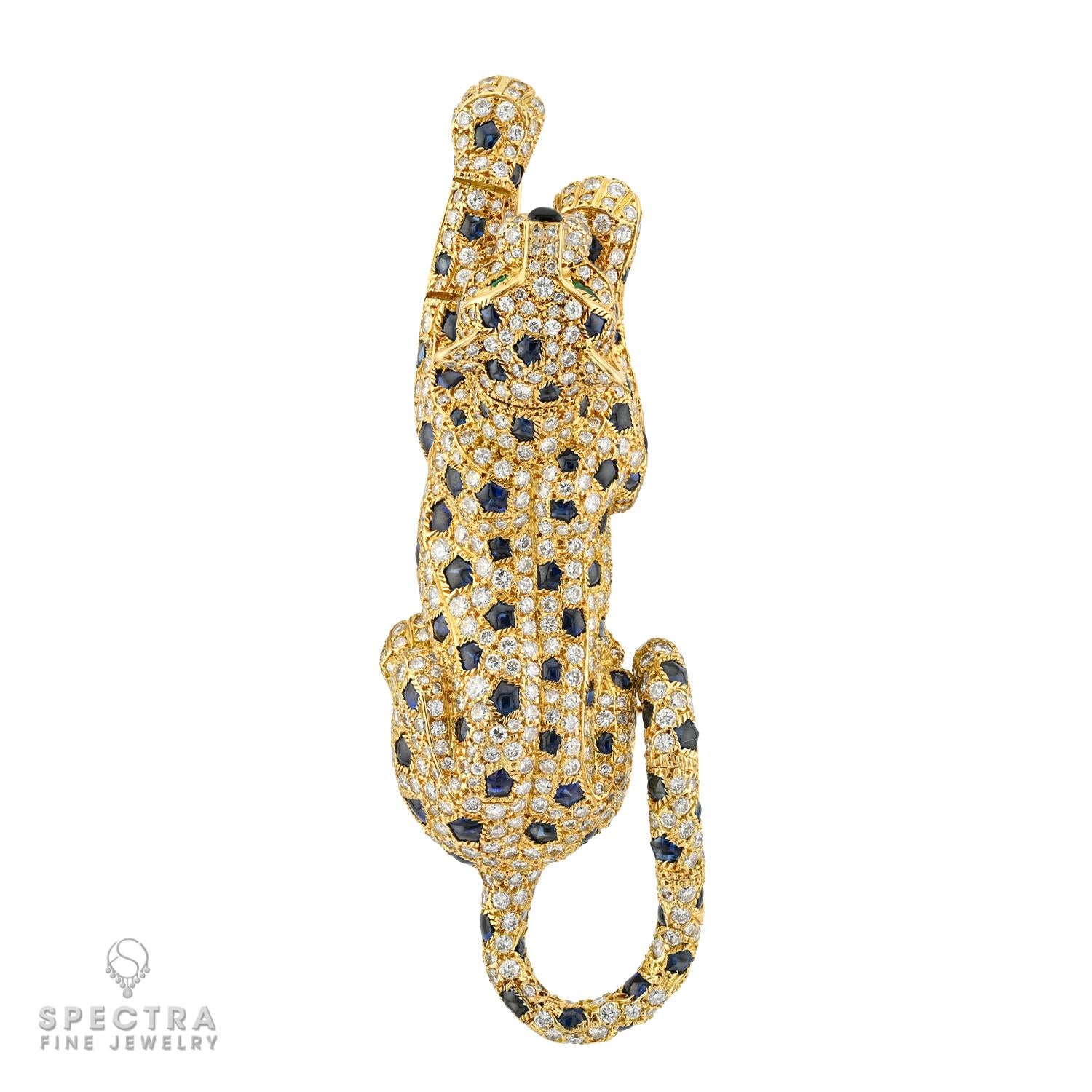 Cartier Sapphire, Emerald & Diamond Panthere Brooch | 18K Gold