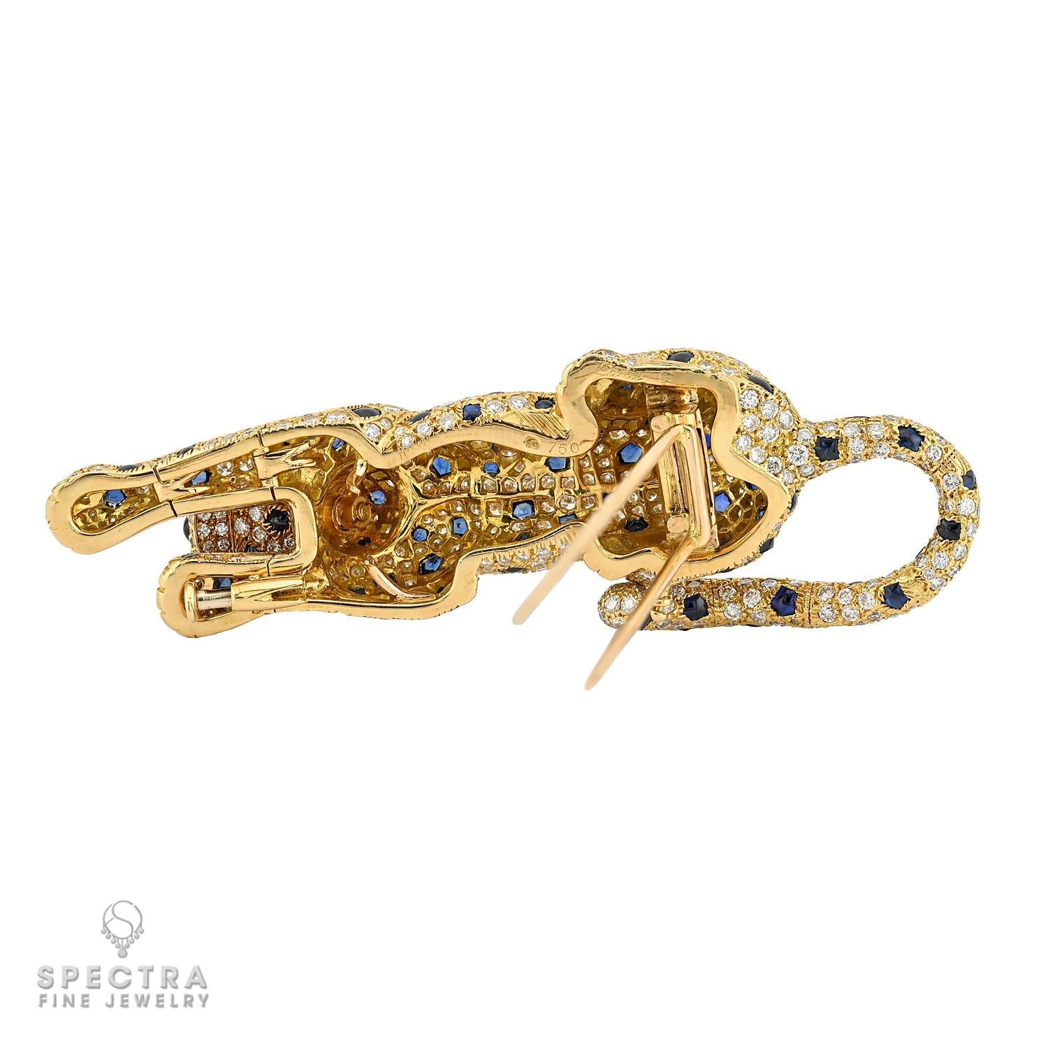 Cartier Sapphire, Emerald & Diamond Panthere Brooch | 18K Gold