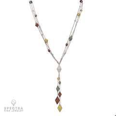 Palmiero Diamond Multicolored Sapphire Lavalier Sautoir Necklace