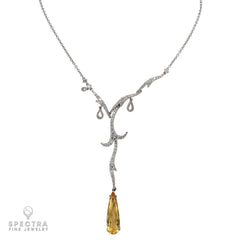 Palmiero Diamond Yellow Topaz Lavalier Necklace
