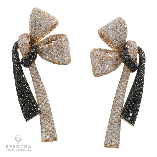 Palmiero Fiocchi Contemporary Abstract Diamond Pave Bow Earrings