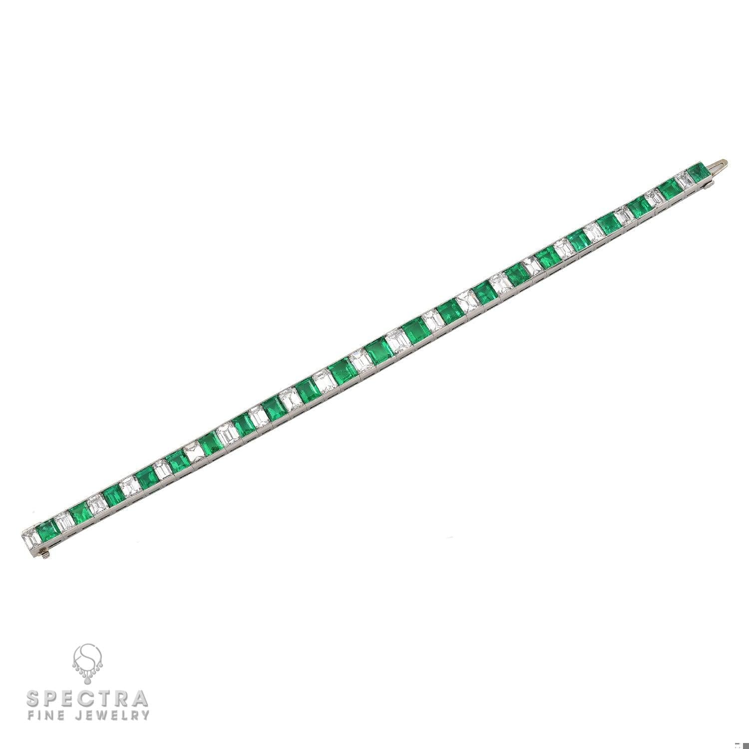 11–12 ct Colombian Emerald & 7.5 ct Diamond Bracelet in Platinum – Estate