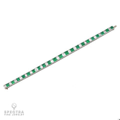 11–12 ct Colombian Emerald & 7.5 ct Diamond Bracelet in Platinum – Estate