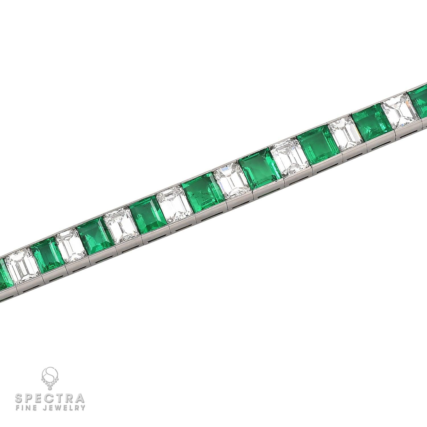 11–12 ct Colombian Emerald & 7.5 ct Diamond Bracelet in Platinum – Estate