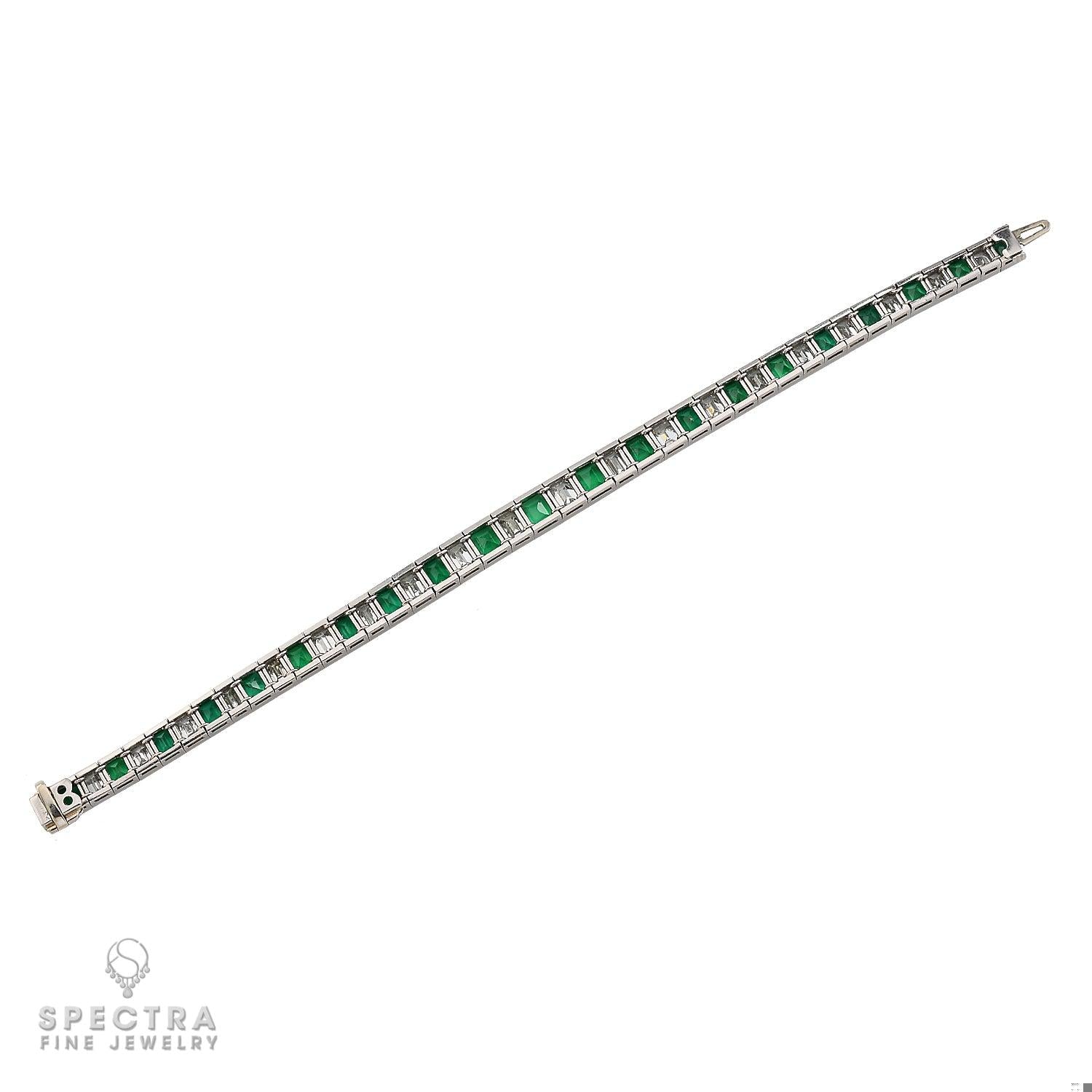 11–12 ct Colombian Emerald & 7.5 ct Diamond Bracelet in Platinum – Estate