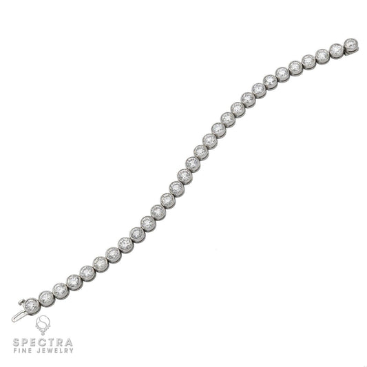 13.40 cts. Platinum Round Diamond Bezel Set Tennis Bracelet