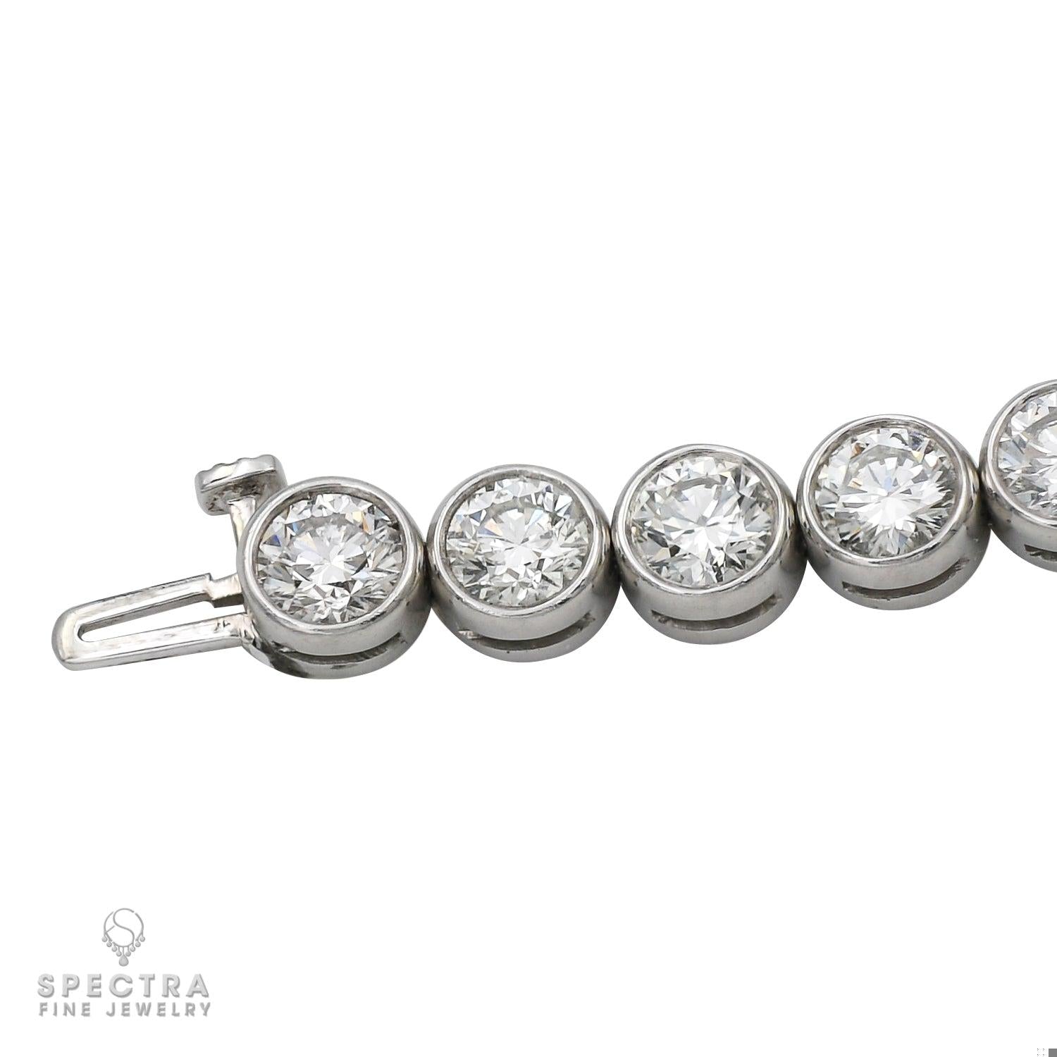 13.40 cts. Platinum Round Diamond Bezel Set Tennis Bracelet