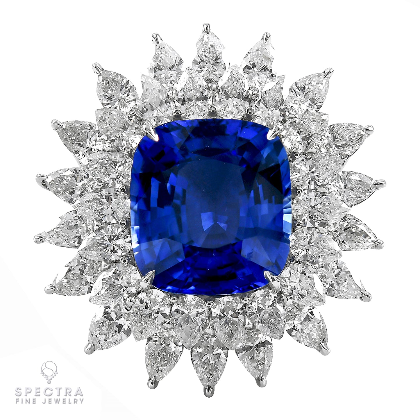 Spectra Fine Jewelry Sapphire Diamond Halo Engagement Ring 15.67ct