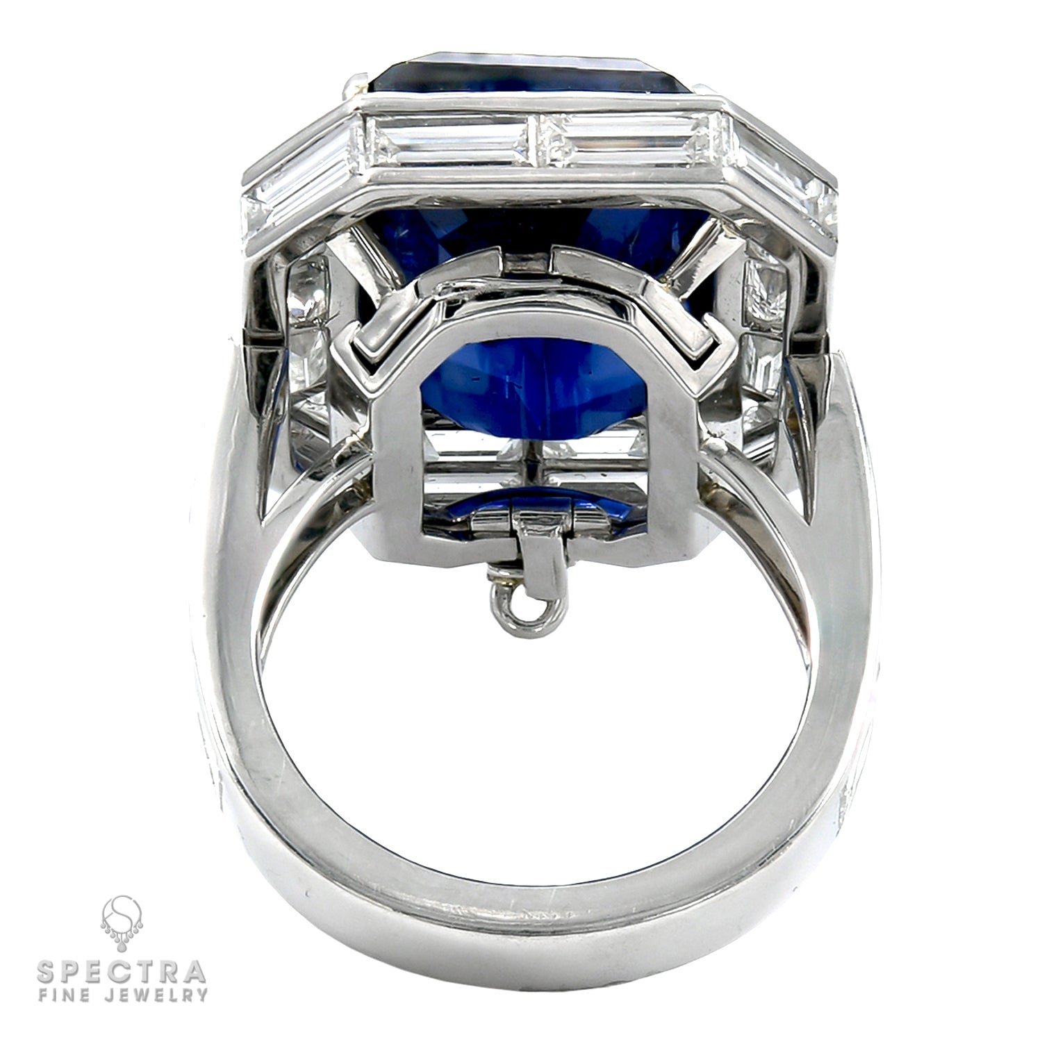 Spectra Fine Jewelry GRS Certified 20.12 Carat Blue Sapphire Diamond Ring