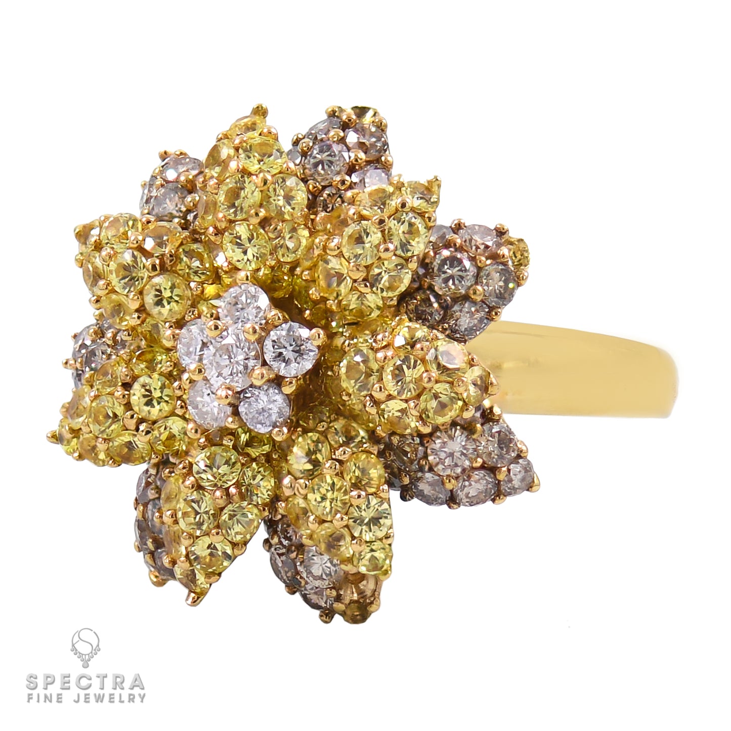 Floral Brilliance: Exquisite Fancy Colored Diamond Cocktail Ring - view 2