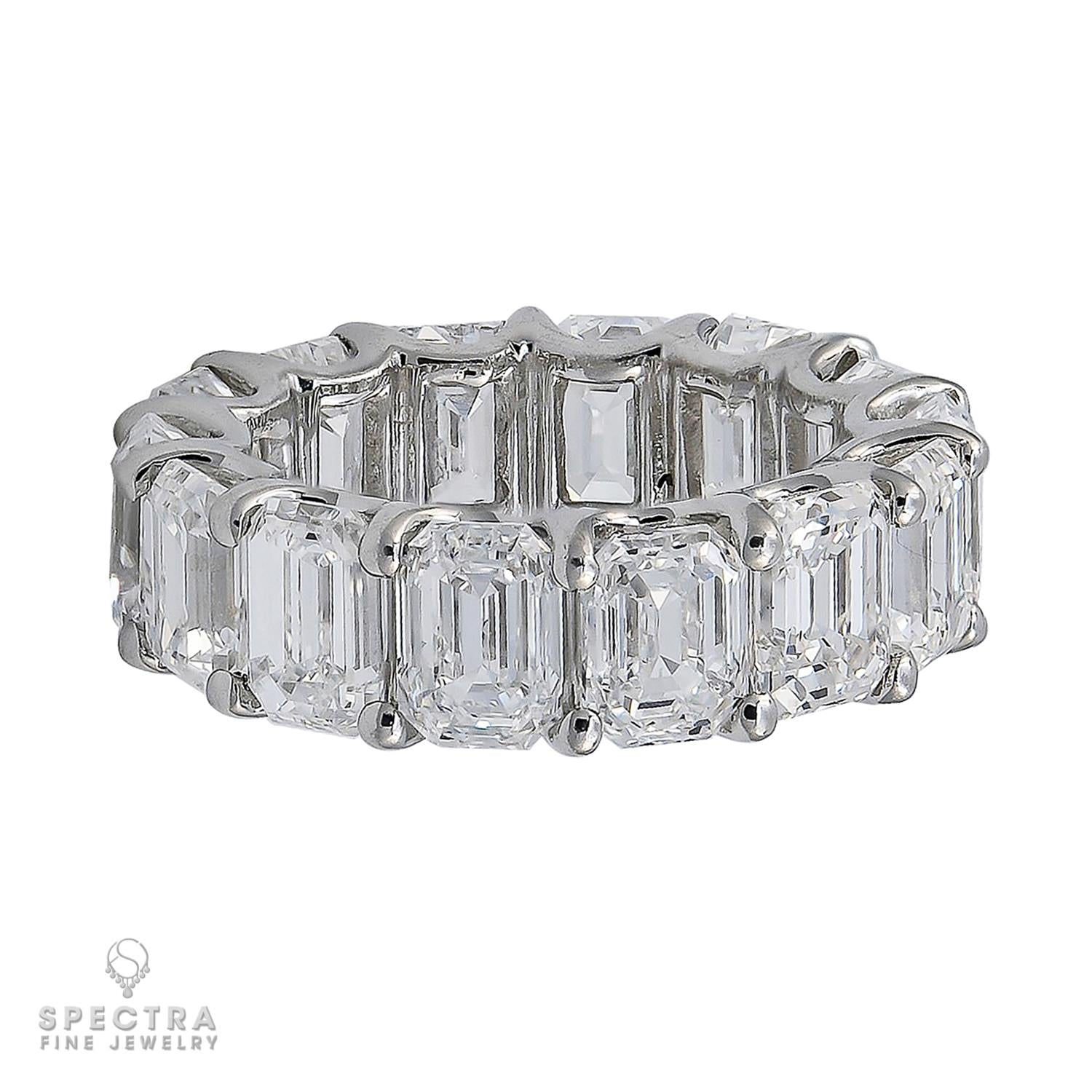 Spectra Fine Jewelry GIA Certified 15.27 Carat Emerald-Cut Diamond Eternity Band
