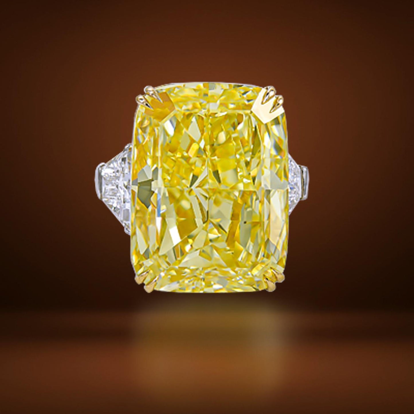 Spectra Fine Jewelry 35.52ct Cushion Fancy Yellow Diamond Ring