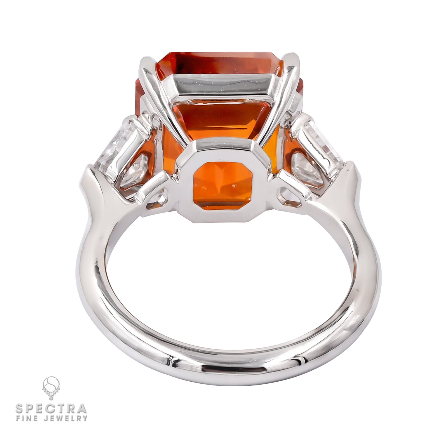 Spectra Fine Jewelry GIA Certified 13.06 Carat Orange Sapphire Diamond Ring