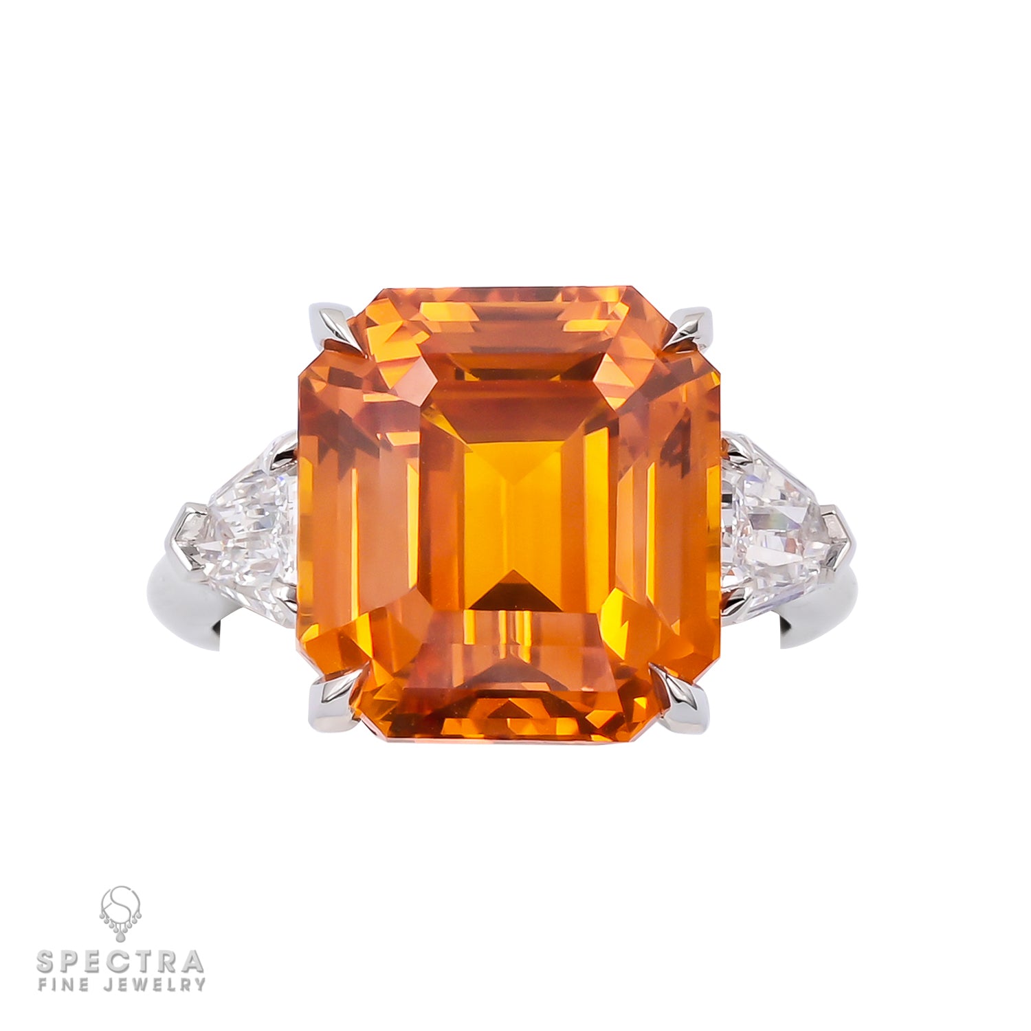 Spectra Fine Jewelry GIA Certified 13.06 Carat Orange Sapphire Diamond Ring