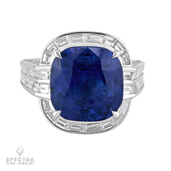 Spectra Fine Jewelry 12.20 ct. Ceylon No Heat Sapphire Diamond Gold Ring