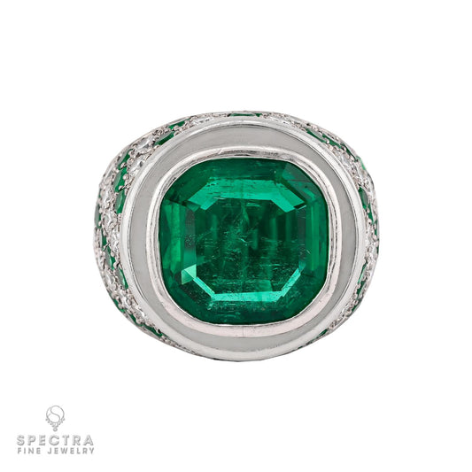Gubelin Colombian Emerald and Diamond Ring, SSEF Certified