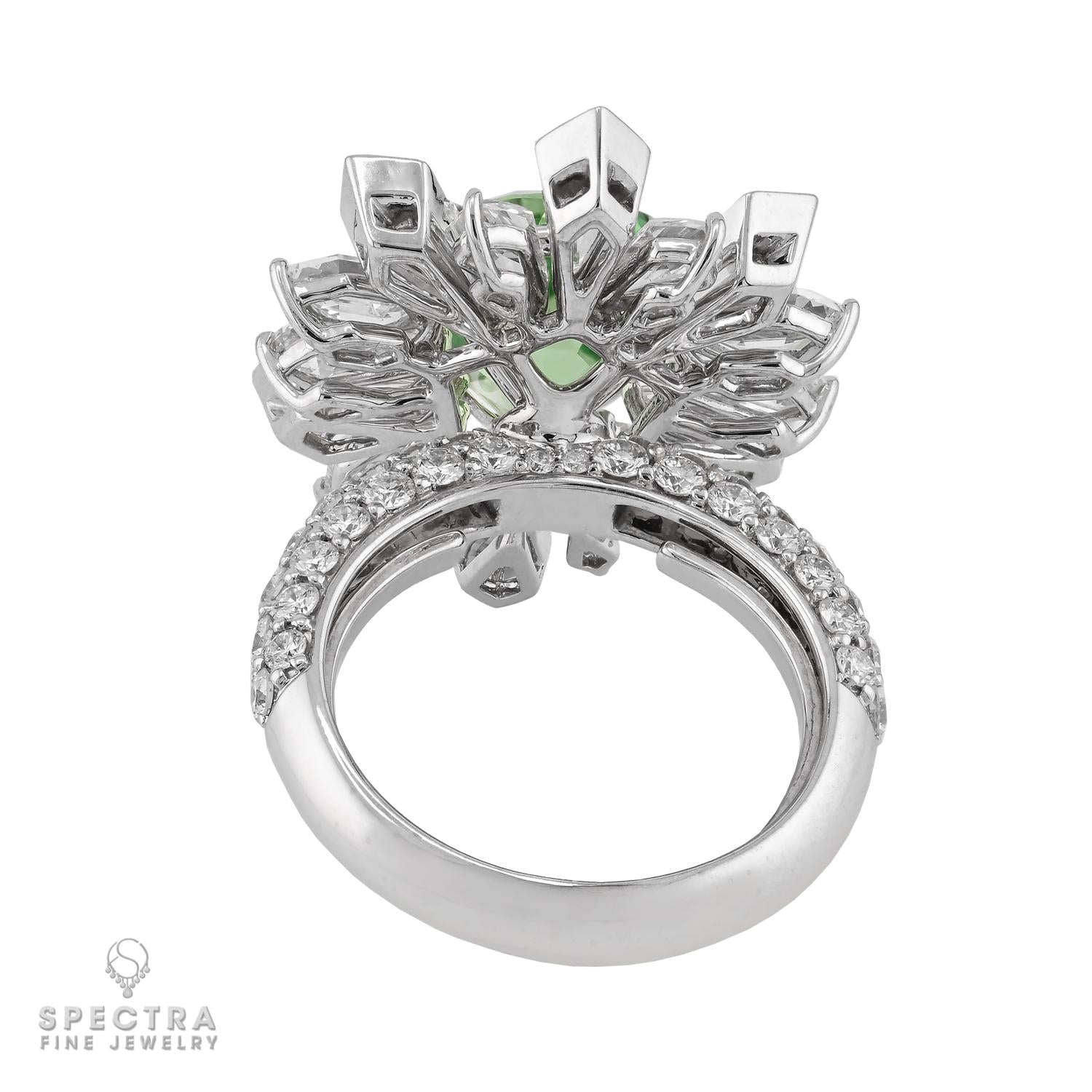 Spectra Fine Jewelry 5.31ct Pear-Shaped Green Tsavorite Garnet & Diamond Ring