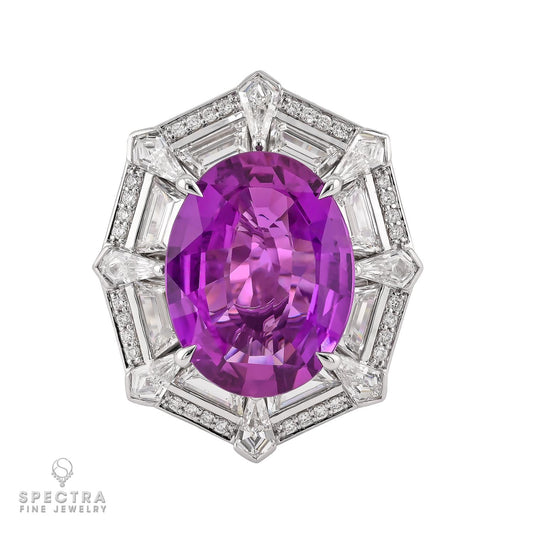 Spectra Fine Jewelry 7.33ct. Oval Madagascar Pink Sapphire & Diamond Ring