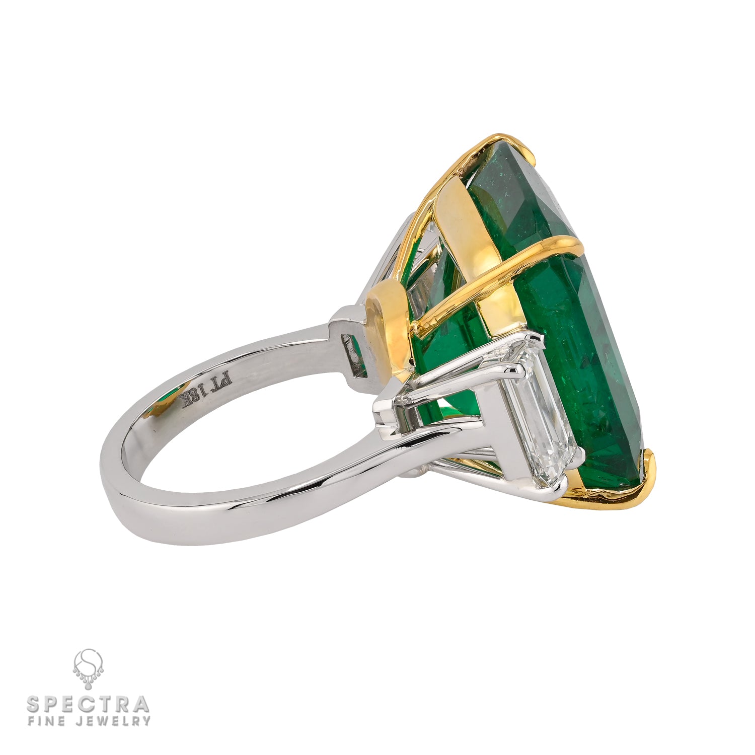 Spectra Fine Jewelry 23.88ct Colombian Emerald and Diamond Three Stone Ring - view 3