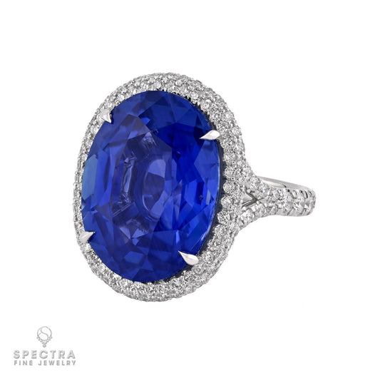 19.80 ct Ceylon Sapphire & Diamond Ring in Platinum – Spectra Fine Jewelry
