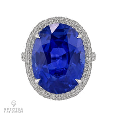 19.80 ct Ceylon Sapphire & Diamond Ring in Platinum – Spectra Fine Jewelry