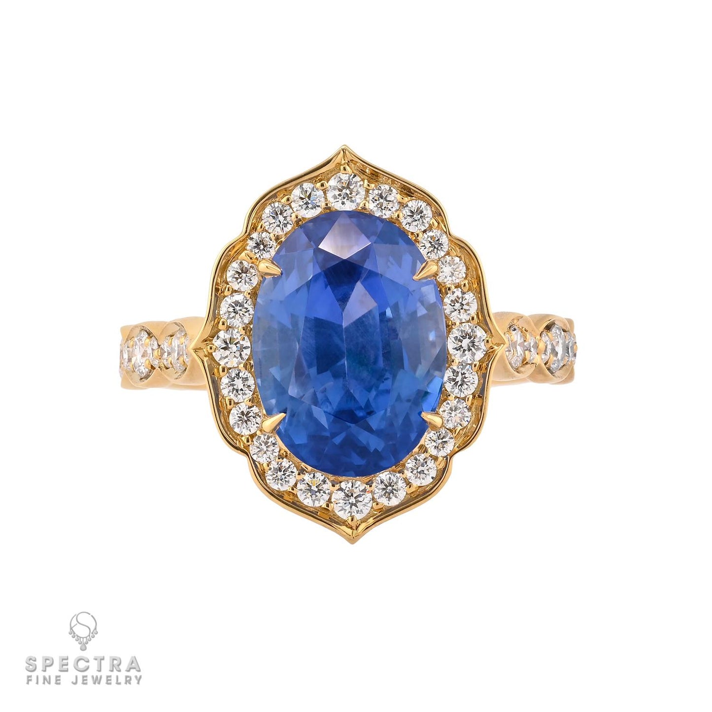 Spectra Fine Jewelry 6.0ct No-Heat Ceylon Sapphire and Diamond Ring