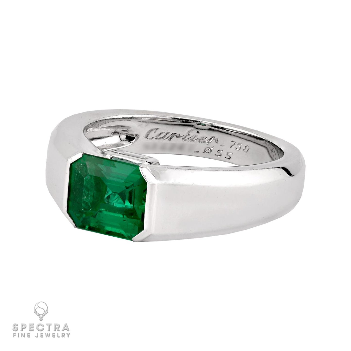 Cartier Zambian Emerald & Diamond Ring in 18K White Gold