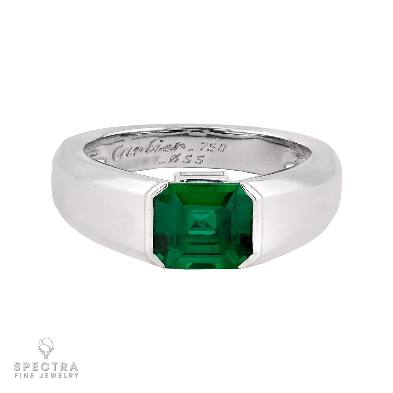 Cartier Zambian Emerald & Diamond Ring in 18K White Gold