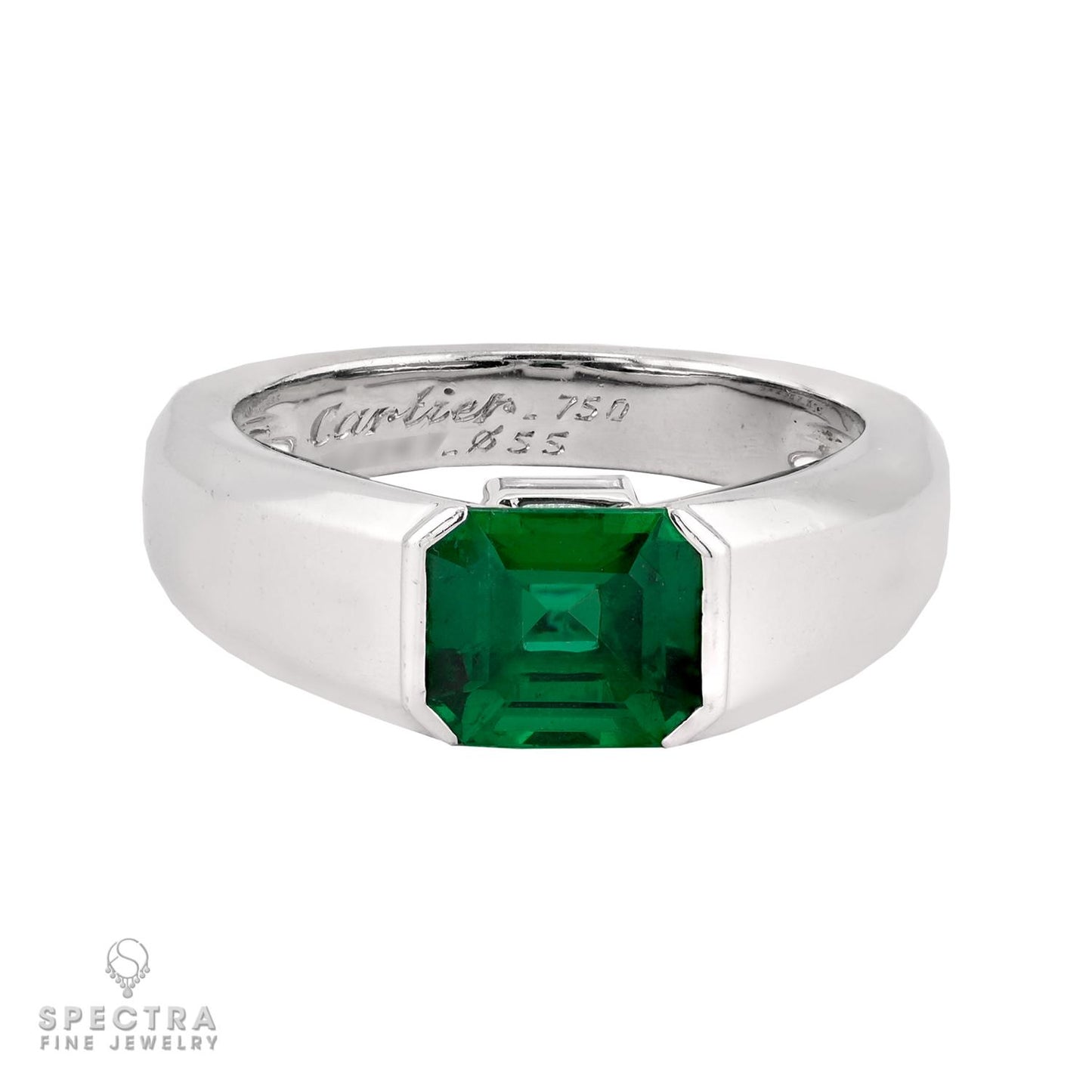 Cartier Zambian Emerald & Diamond Ring in 18K White Gold