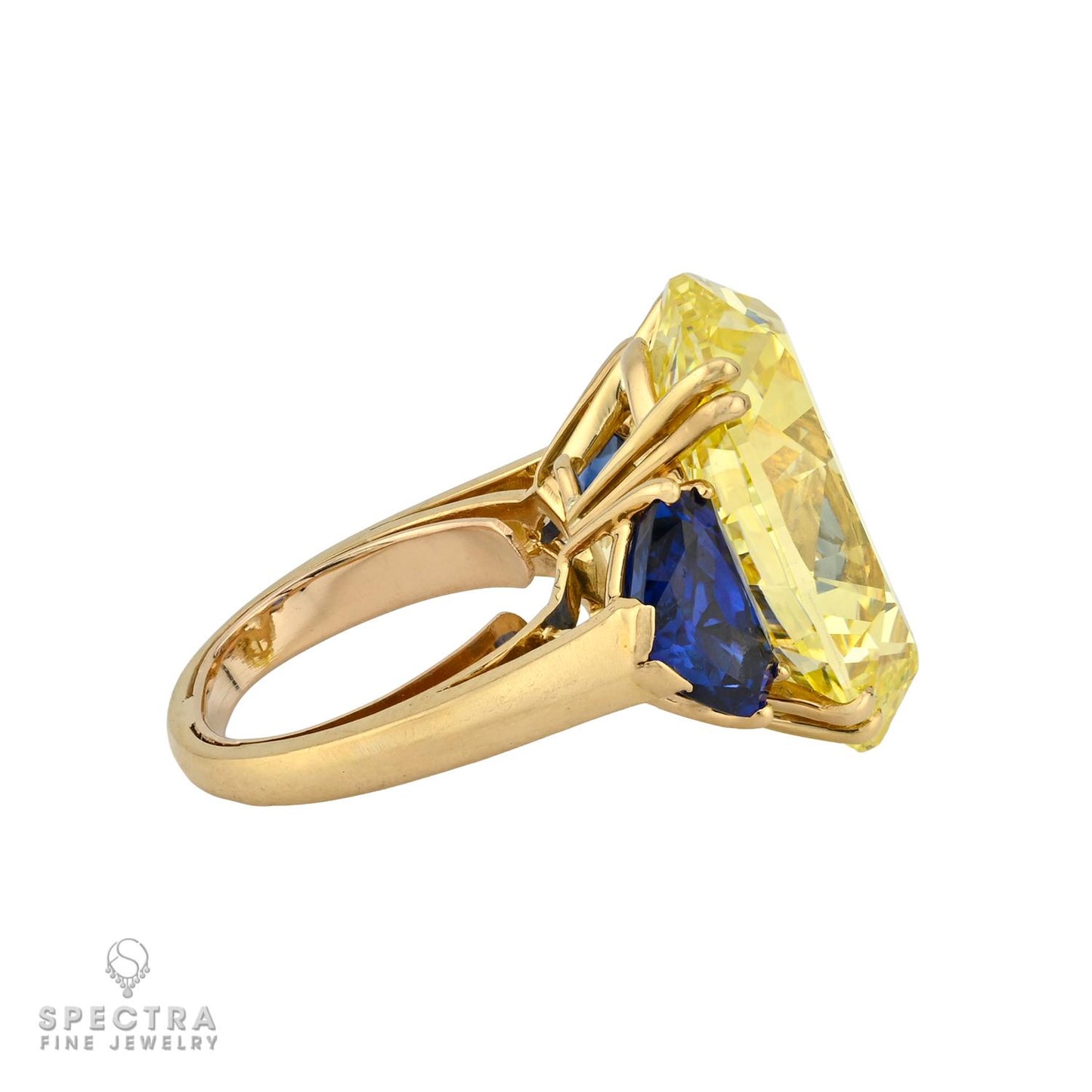 Chaumet 20.09ct Fancy Vivid Yellow Diamond & Sapphire Ring | GIA VVS1