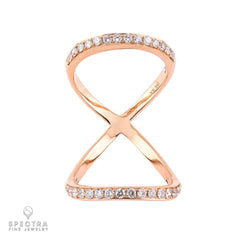 Diamond Loop Bypass Ring - 18K Rose Gold, 1.62 ct.