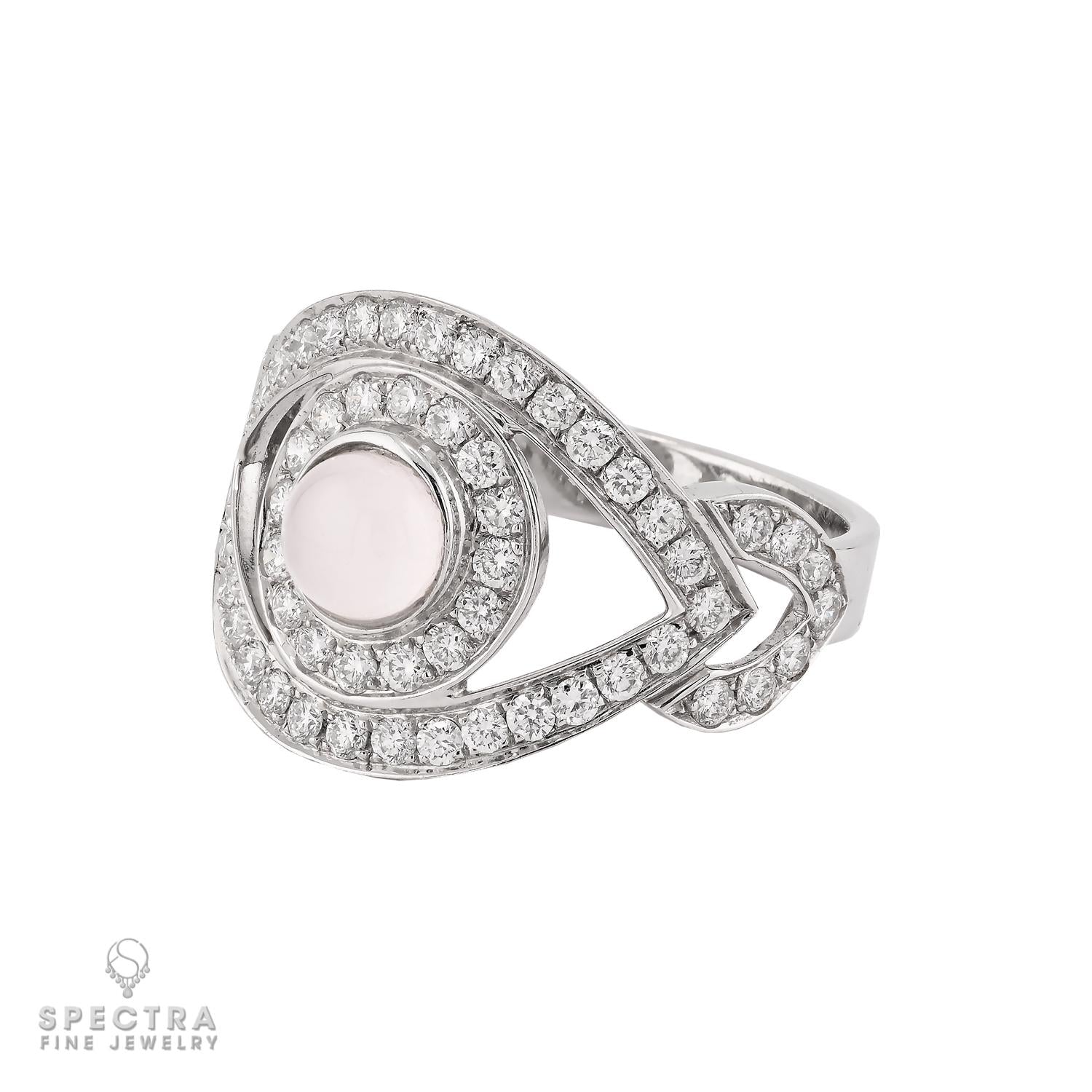 Moonstone & Diamond Evil Eye Ring in 18K White Gold