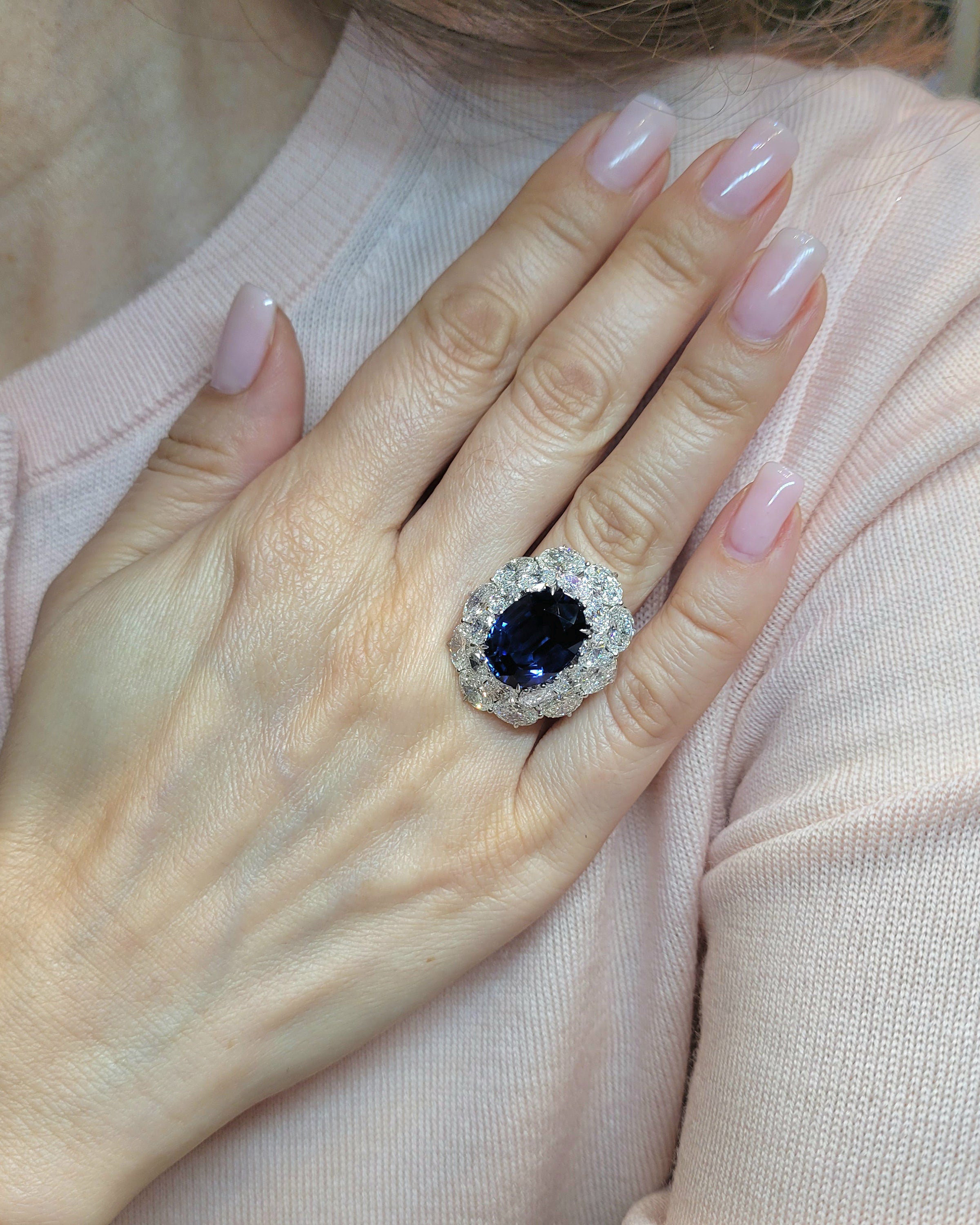12.37 ct. No-Heat Madagascar Sapphire & Diamond Ring | Spectra Fine Jewelry - view 5