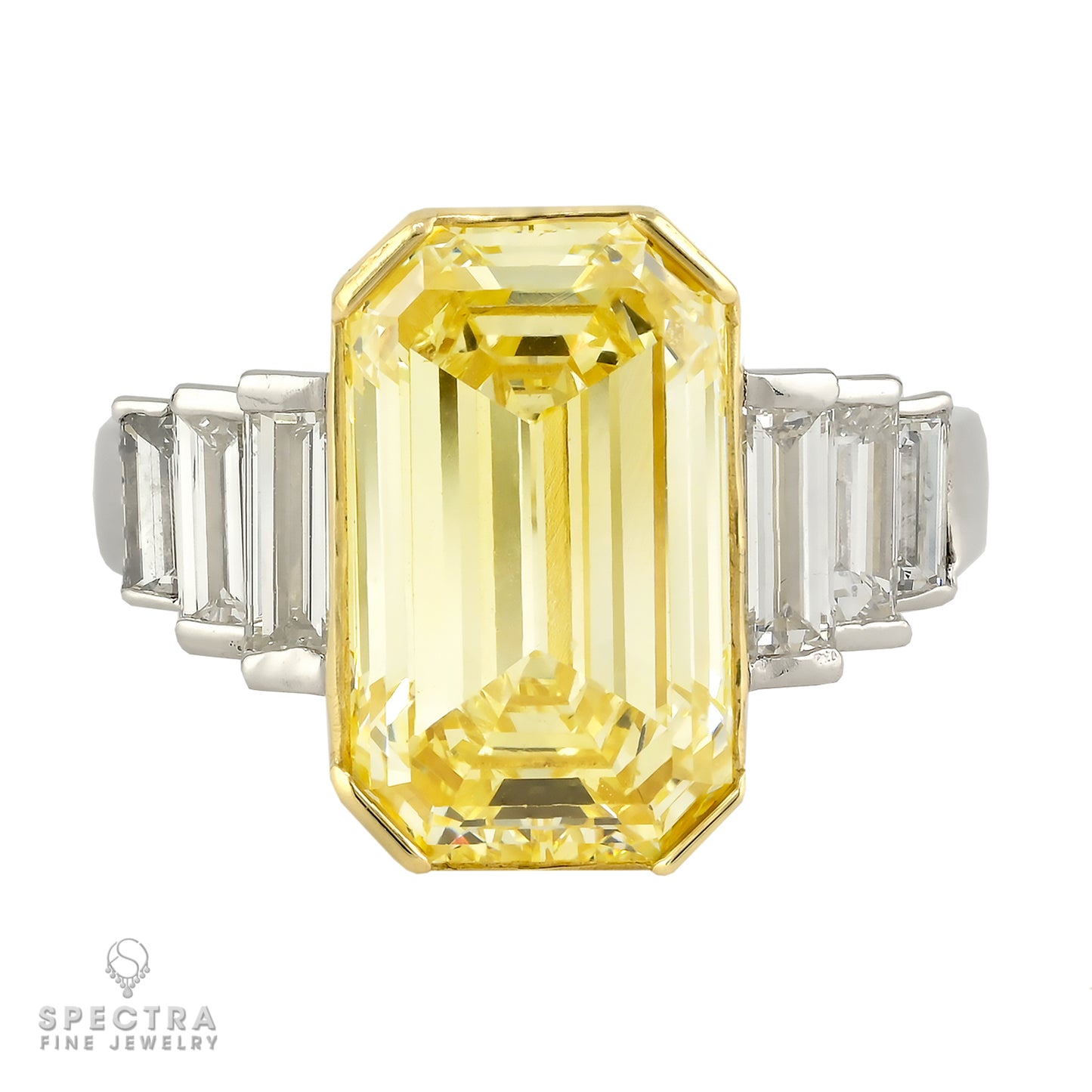 5.93 ct. Fancy Yellow Emerald-Cut Diamond Ring in Platinum