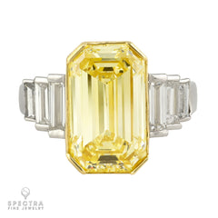 5.93 ct. Fancy Yellow Emerald-Cut Diamond Ring in Platinum