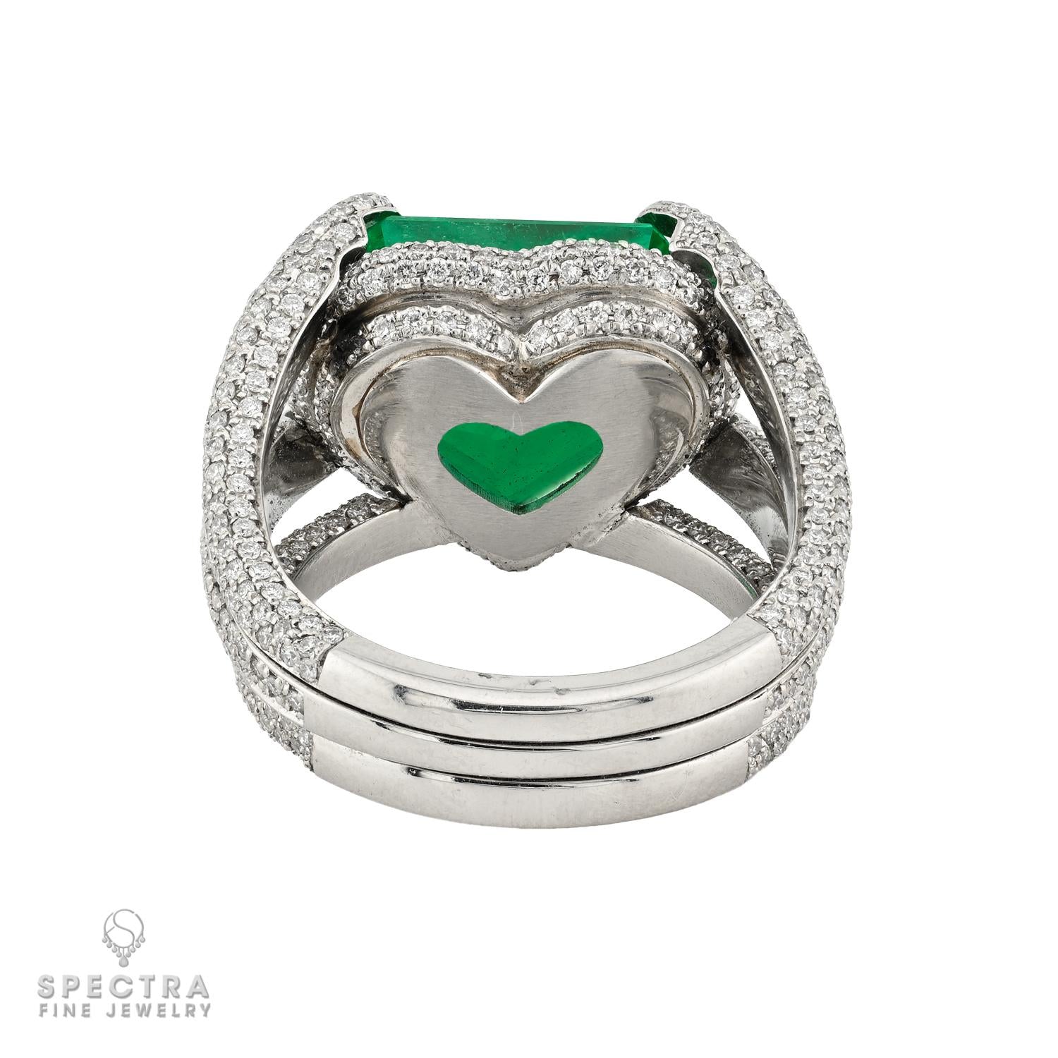 9.21ct Kite Shaped Colombian Emerald & Diamond Ring | SSEF Certified