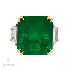 45.44ct Colombian Emerald & Diamond Three Stone Ring | Spectra