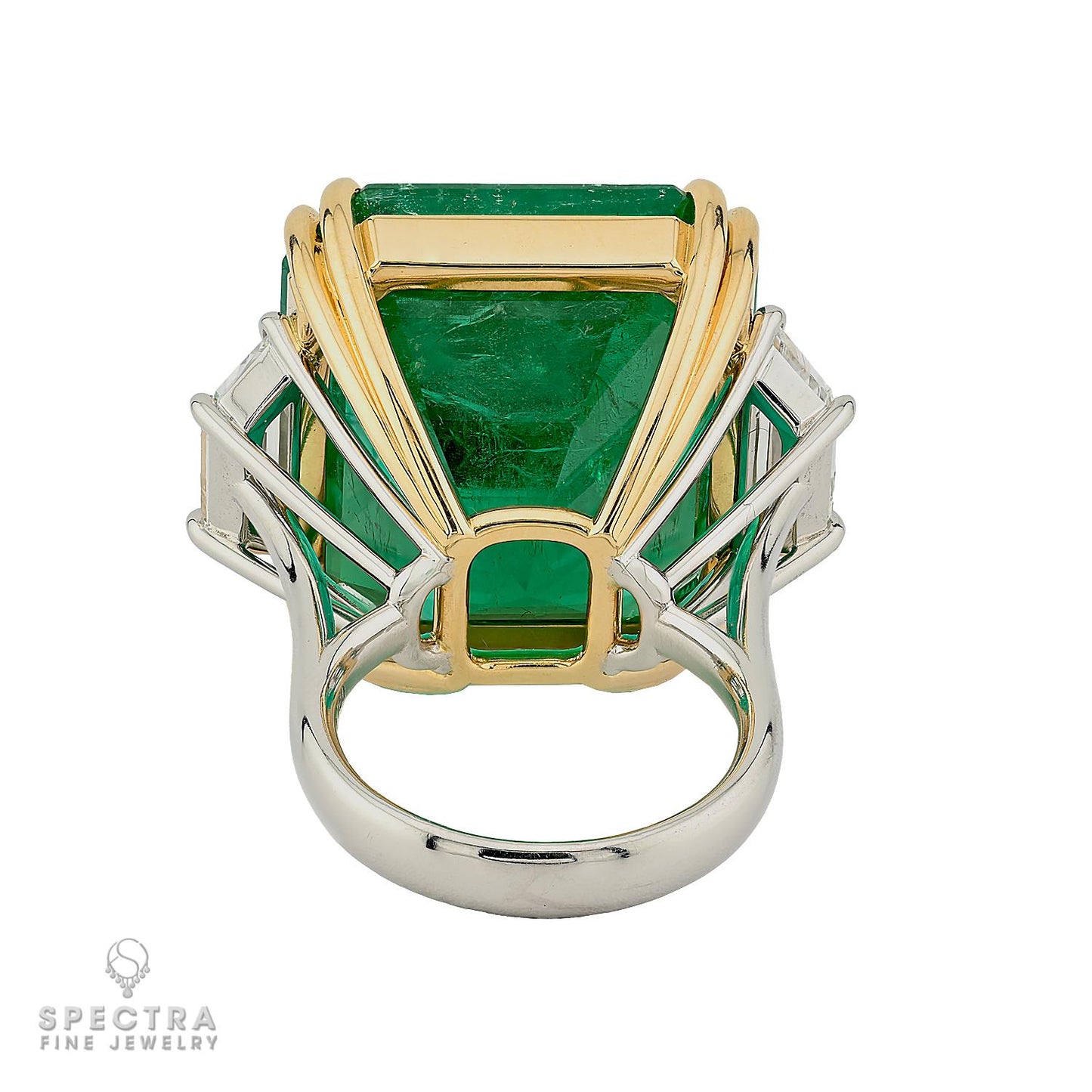 45.44ct Colombian Emerald & Diamond Three Stone Ring | Spectra