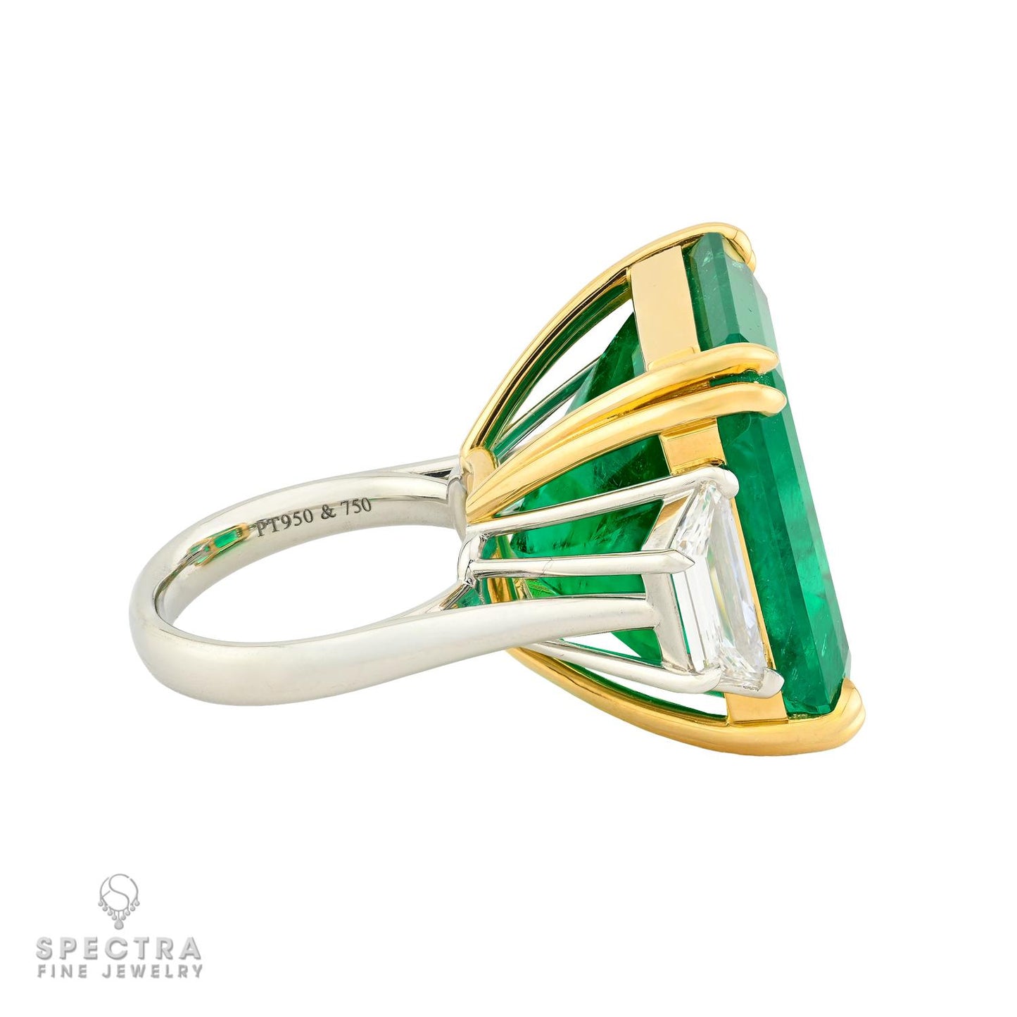 45.44ct Colombian Emerald & Diamond Three Stone Ring | Spectra