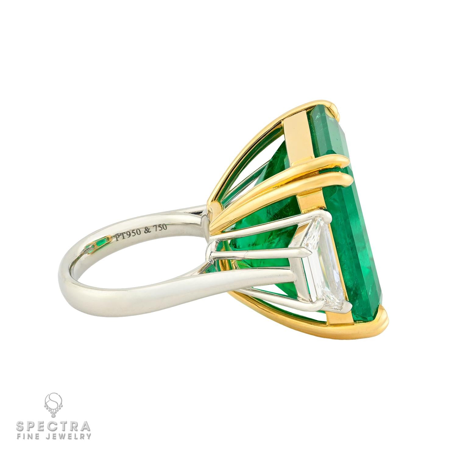 45.44ct Colombian Emerald & Diamond Three Stone Ring | Spectra