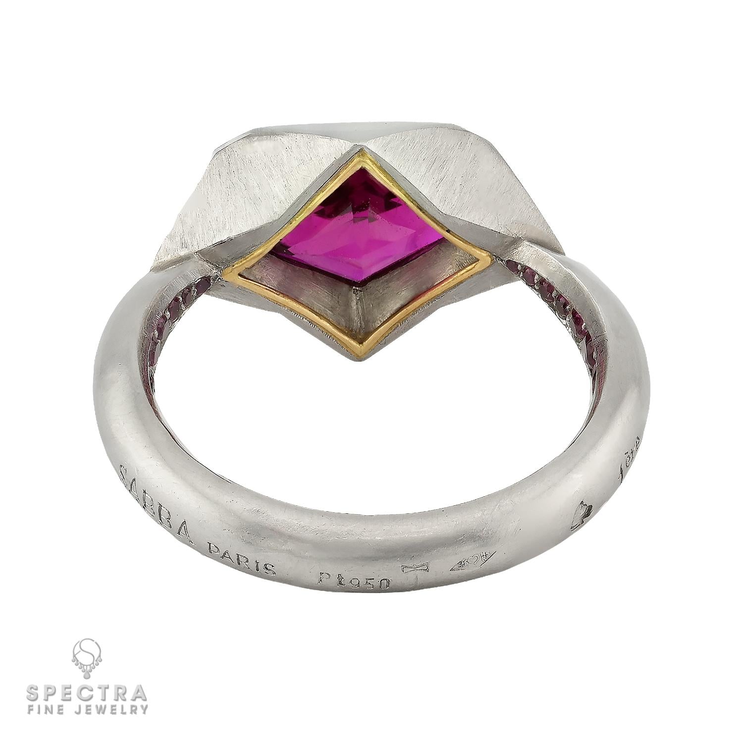 Sabba Paris 2.05 ct Burmese Ruby Ring in Platinum | Signed